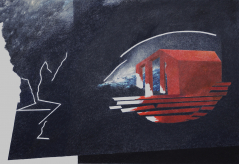 Franz Anatol Wyss - Landei, Farbstift auf Papier, 155mm x 390mm, 2014